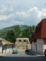 slovakia0180 Old Levoca town wall, Church of Marianska Hora in distance