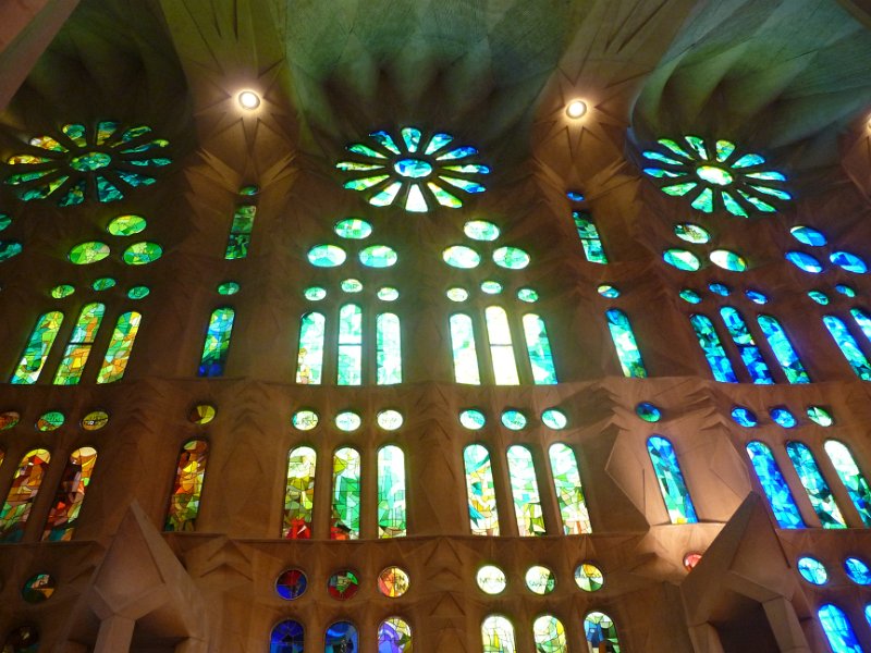 P1070153.JPG - La Sagrada Familia stain glass - blues and greens